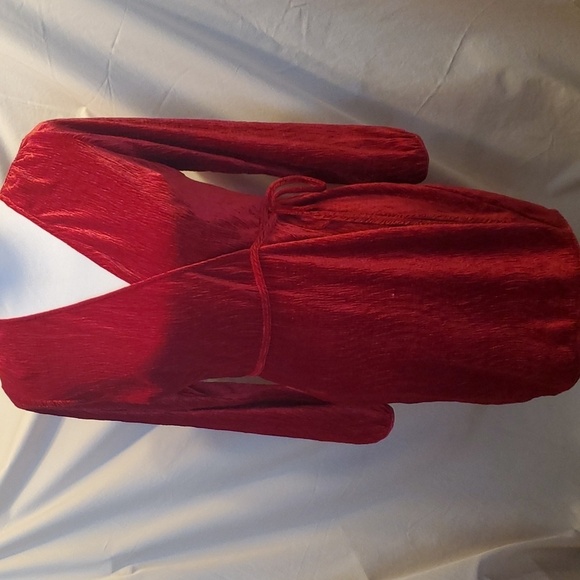 Vacate Coastal Crushed Red Velvet Wrap Dress SZ XS - Picture 2 of 9